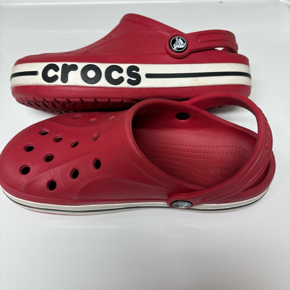 Crocs Kids Bayaband Clogs, Sz. 3, Red with White & Black Accents